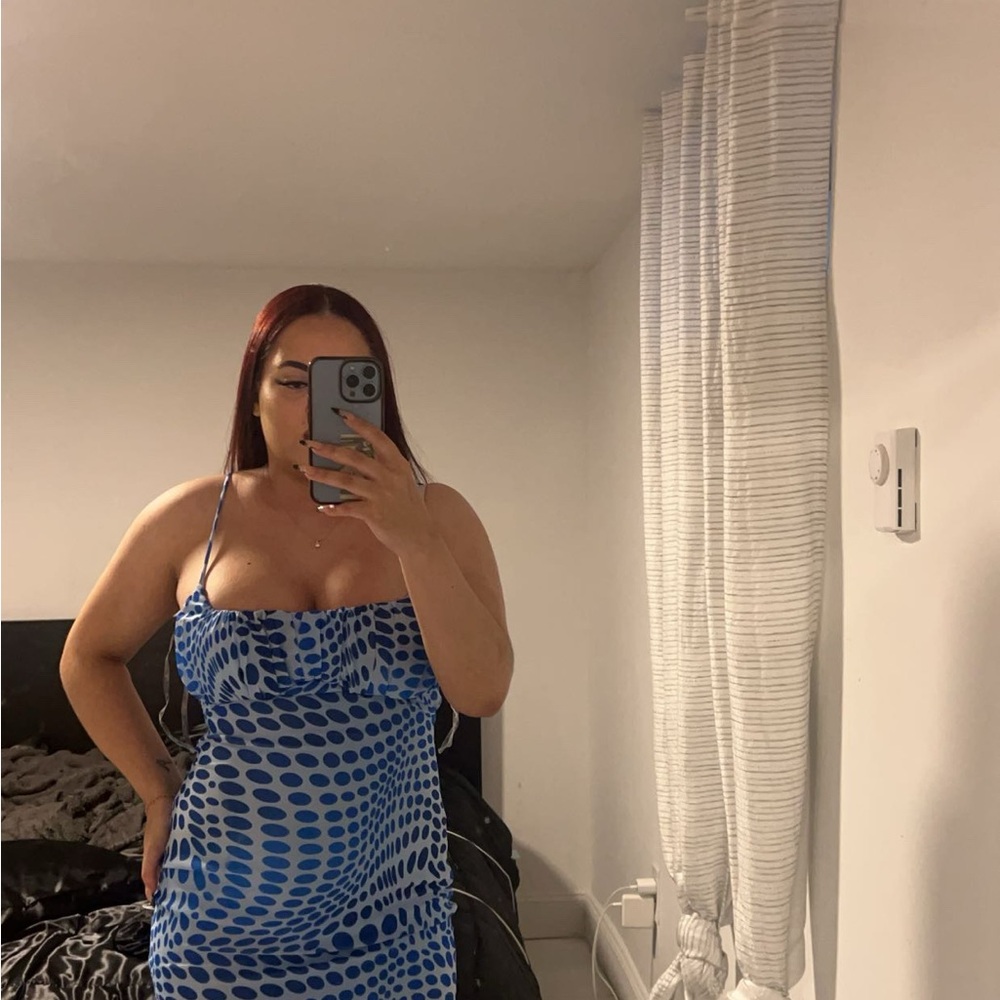 Fashion Nova Blue and White Maxi Dress